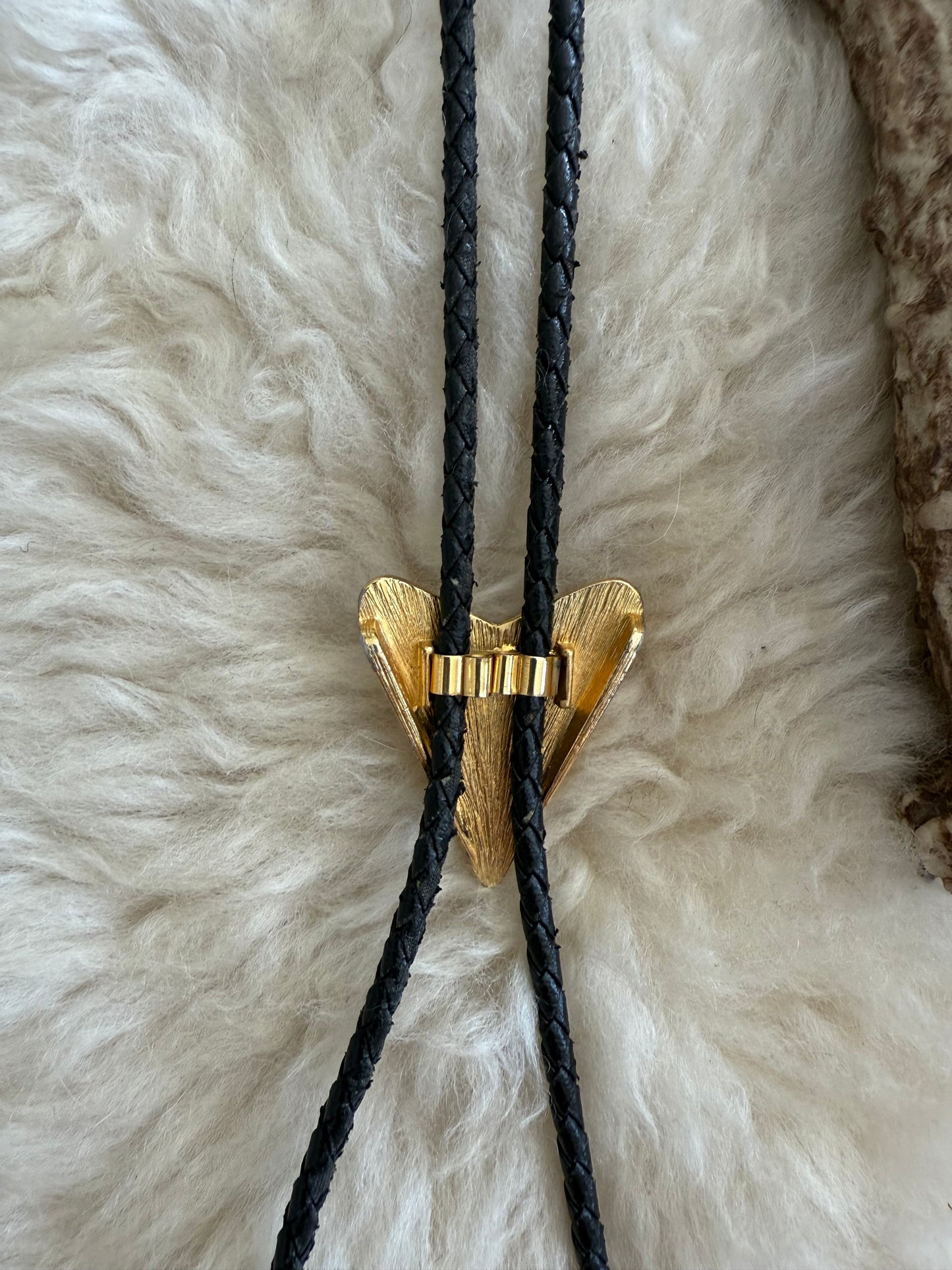 Etched Scroll Gold Tone Bolo Tie