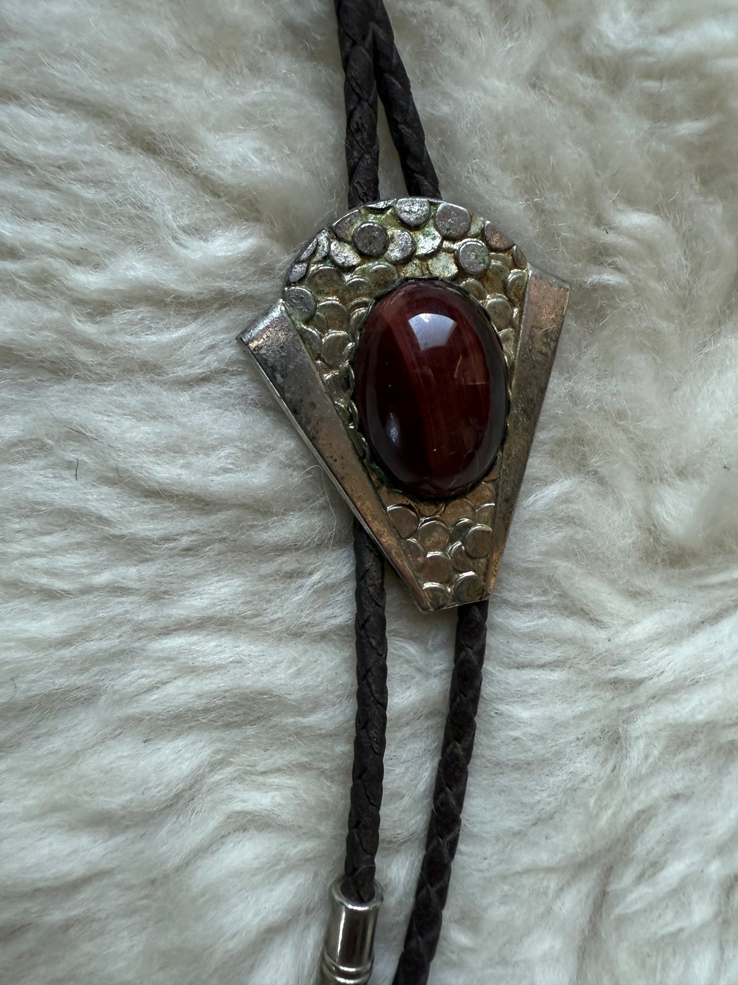Dragon's Eye + Silver Tone Scale Bolo Tie