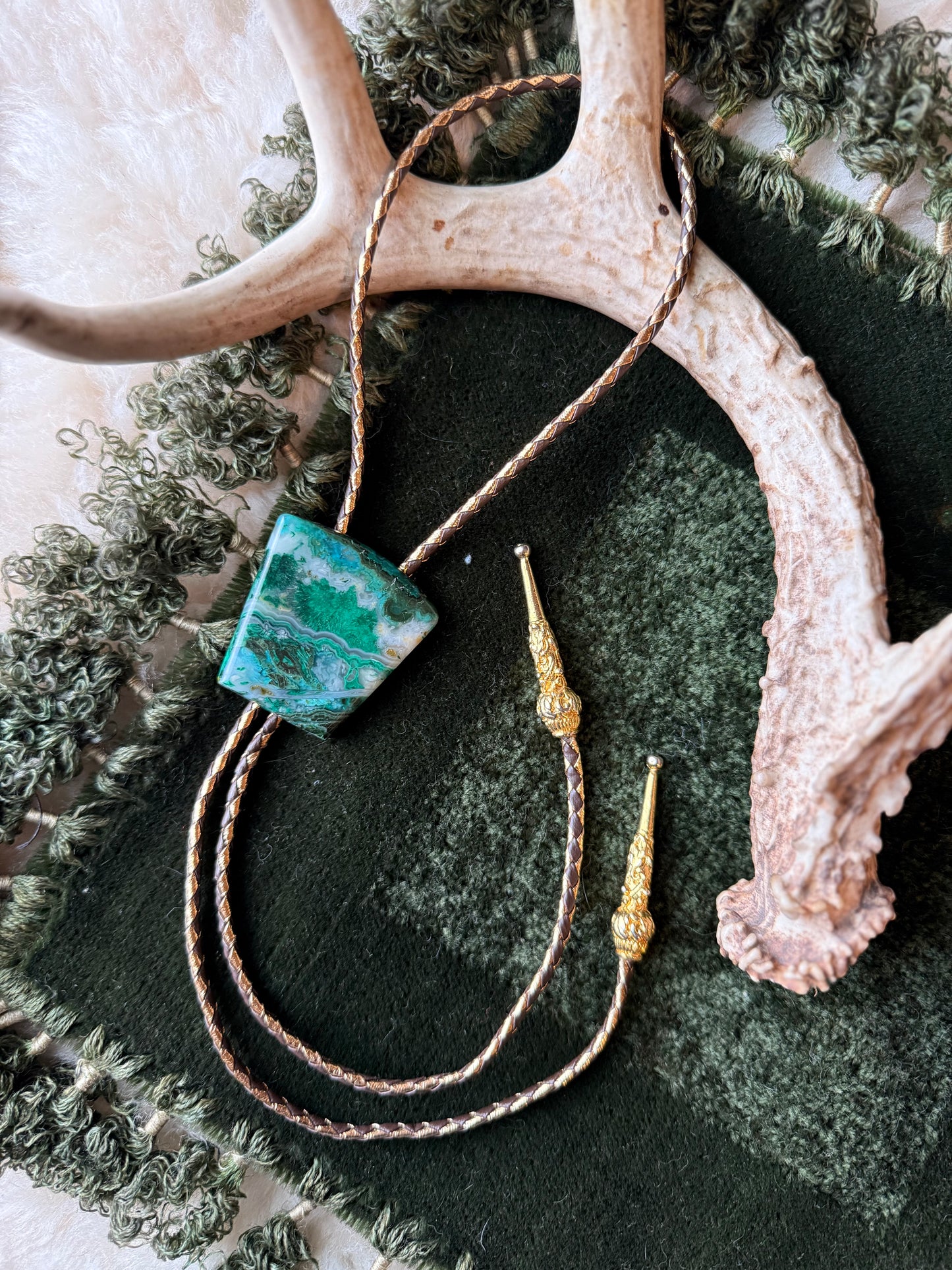 Lg Chrysocolla Malachite Bolo Tie