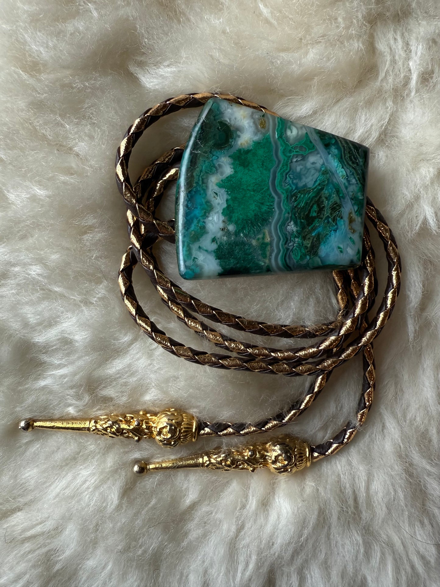 Lg Chrysocolla Malachite Bolo Tie