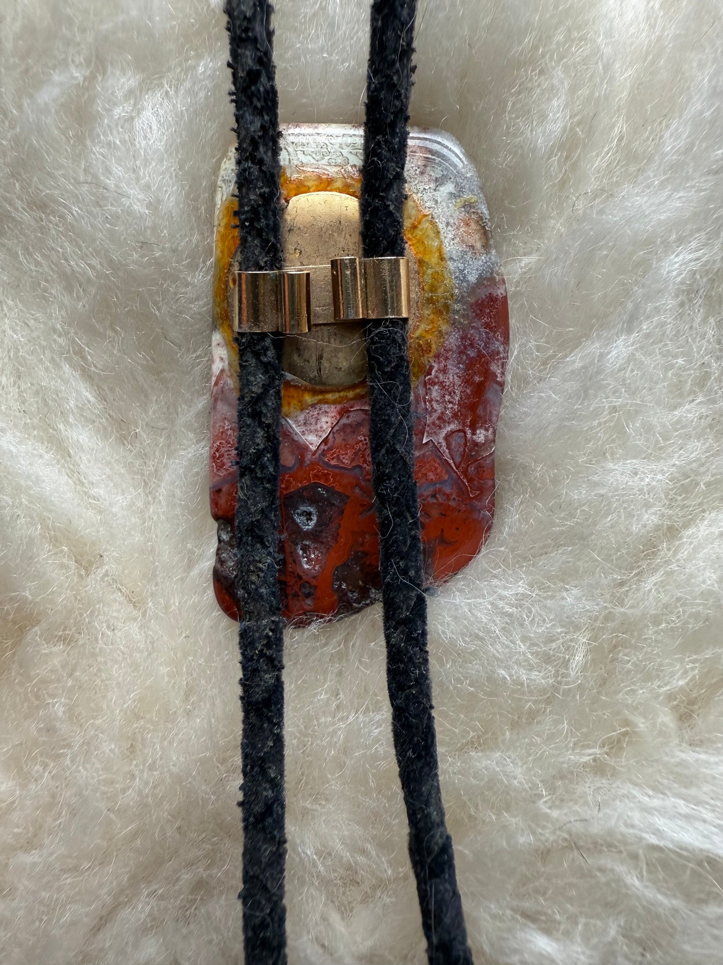 Jasper Lace Agate Slice Bolo Tie