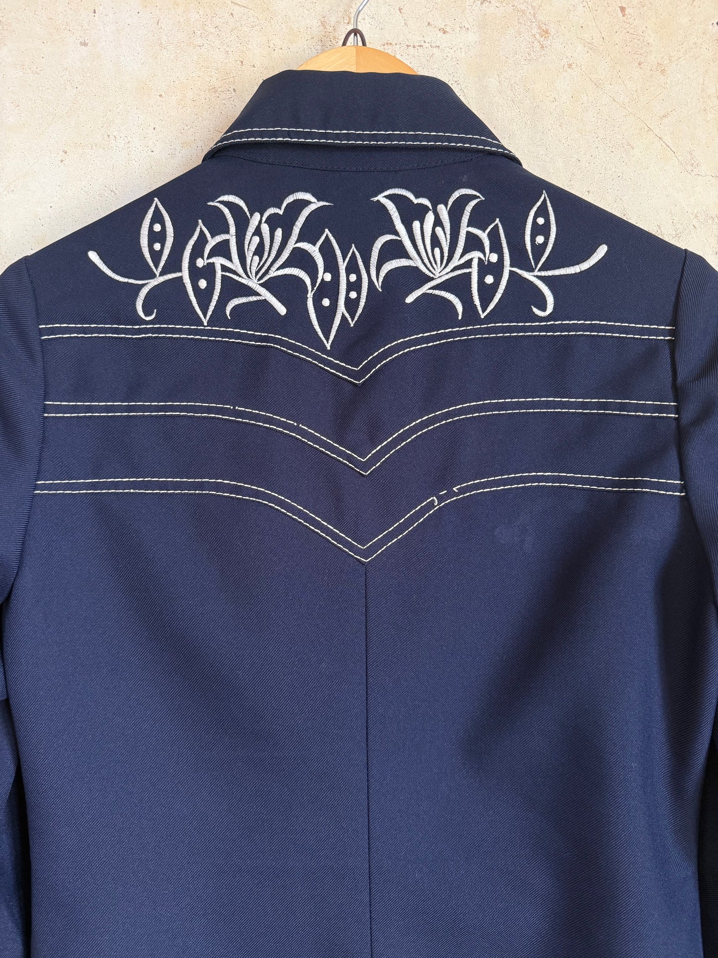 Di Costa Embroidered Navy Suit Set