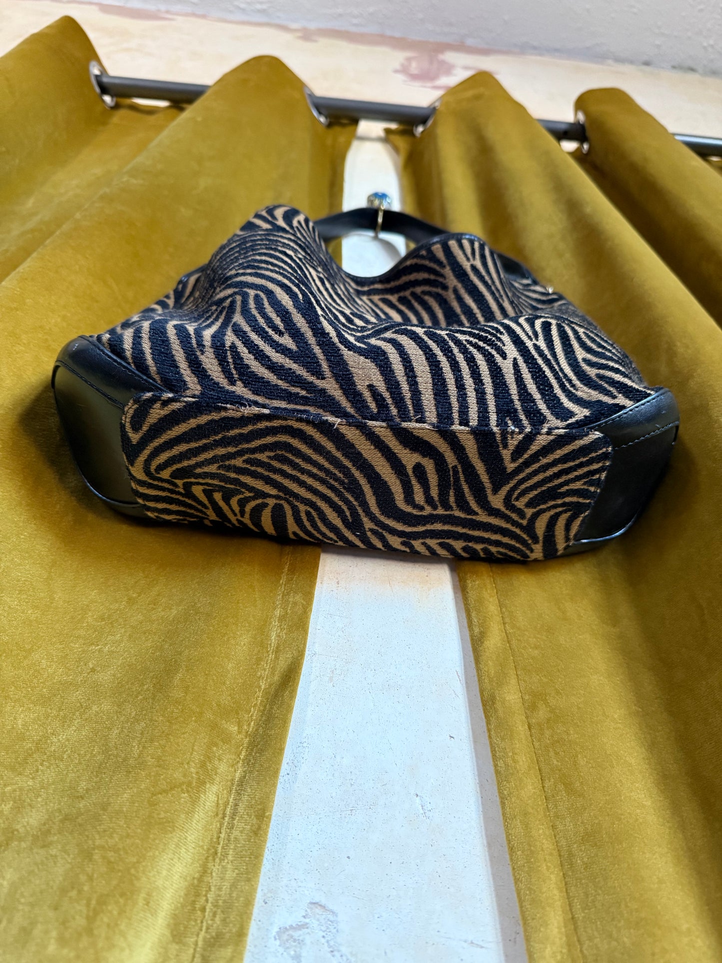 Y2K Leather Trim + Woven Zebra Bag