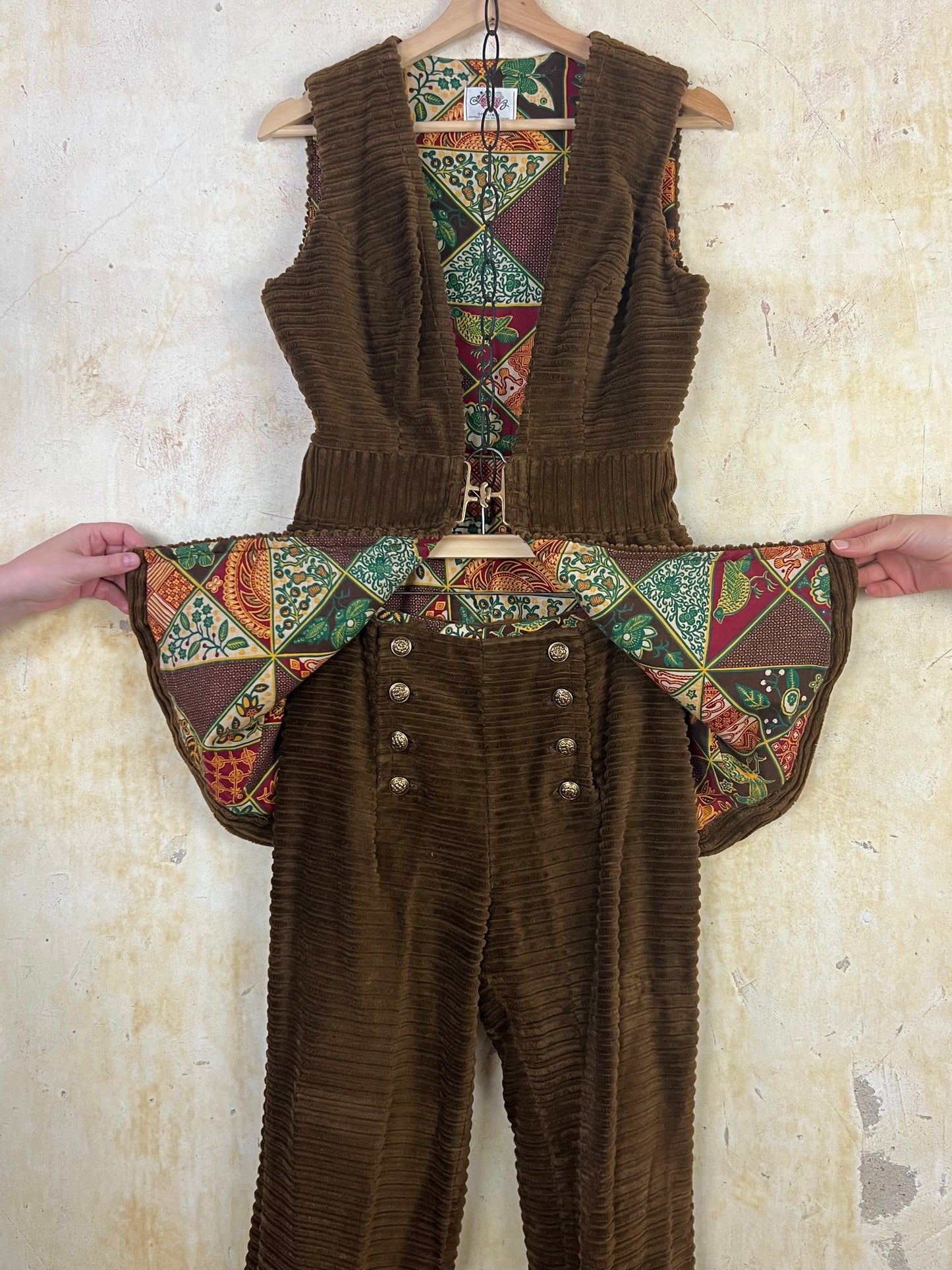 Lanz Original Velour Corduroy Vest and Sailor Pant Suit Set