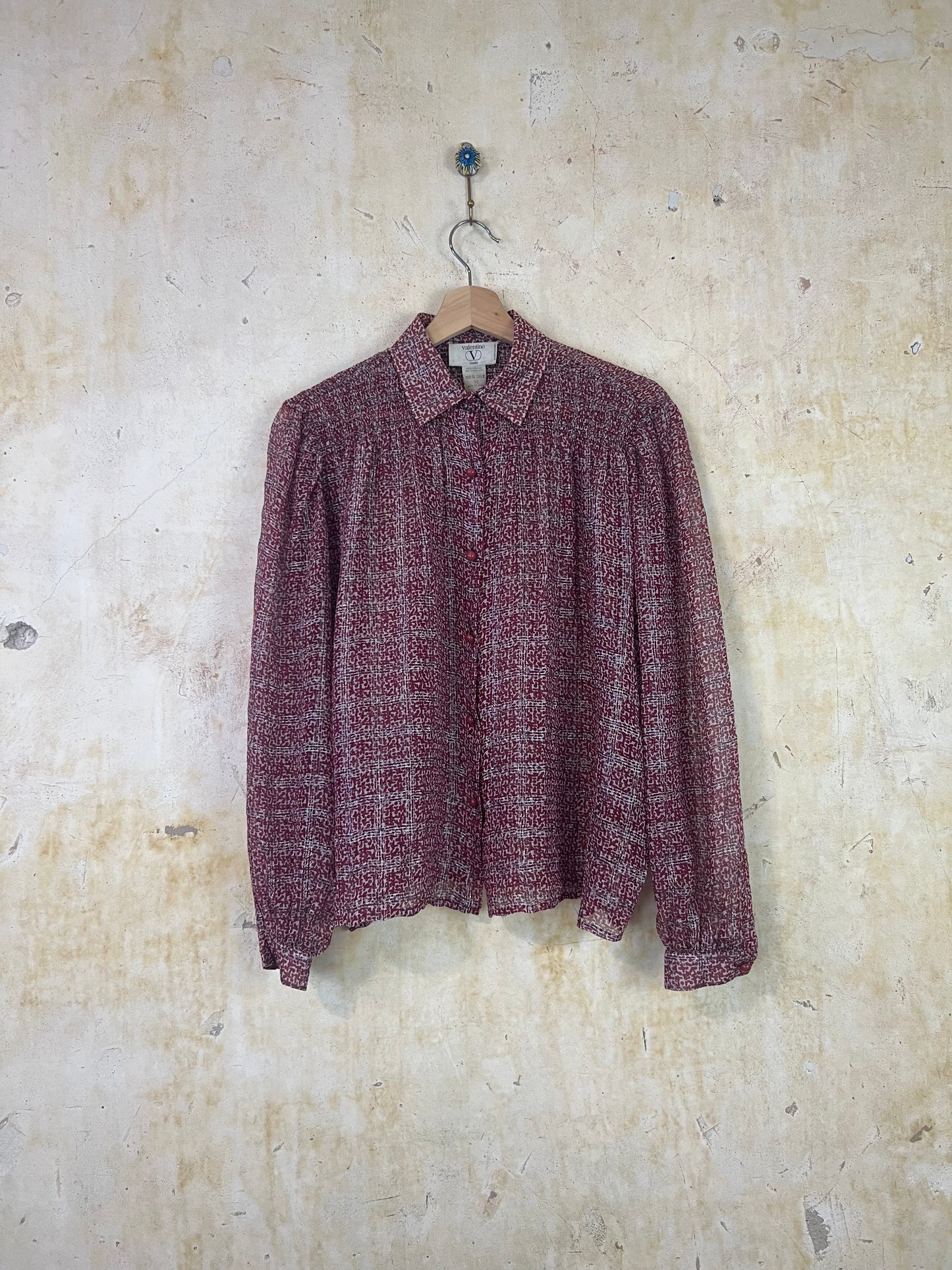 Valentino Studio Merlot and Silver Silk Blouse