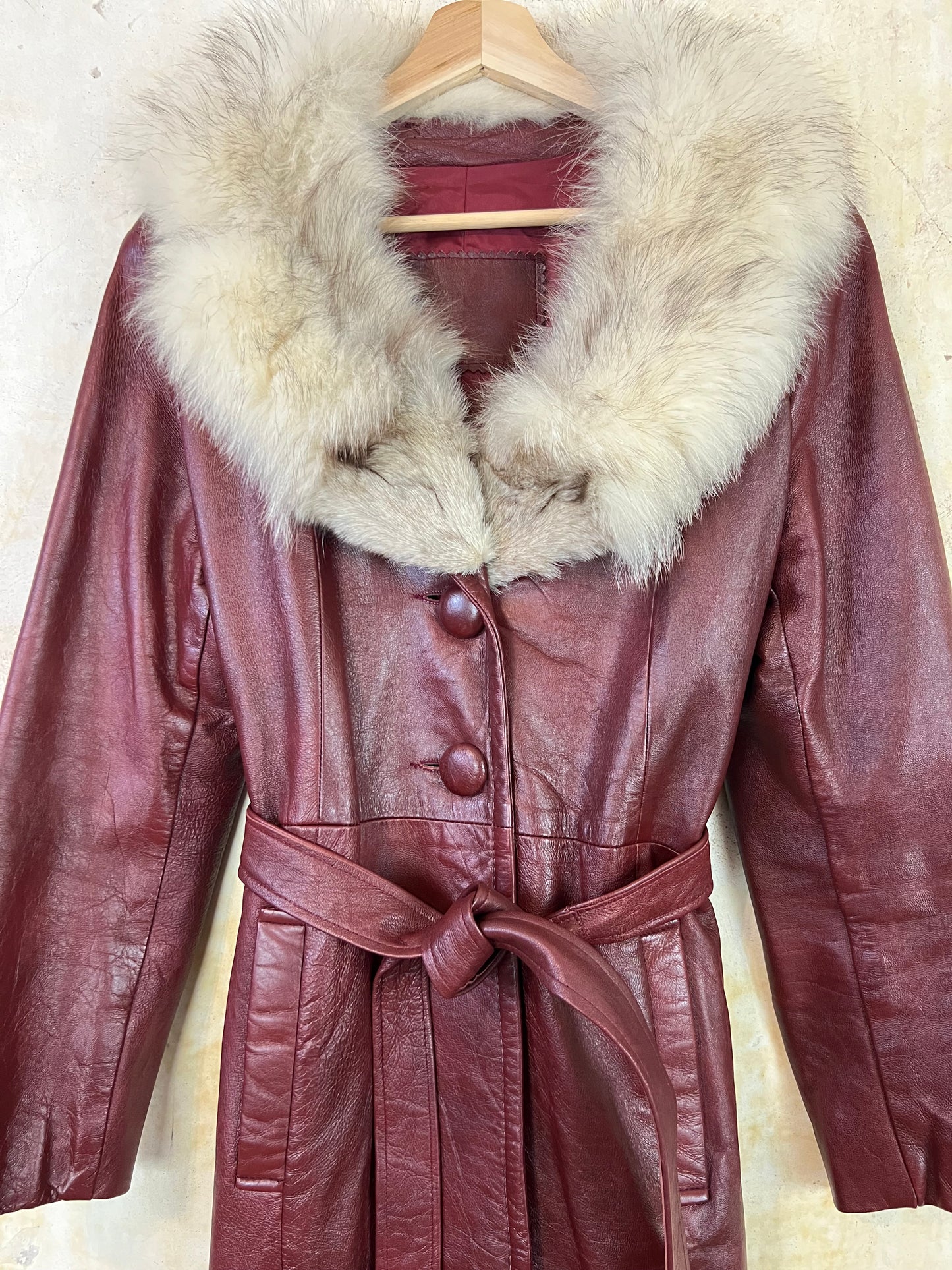 Oxblood Leather and Fox Fur Penny Lane