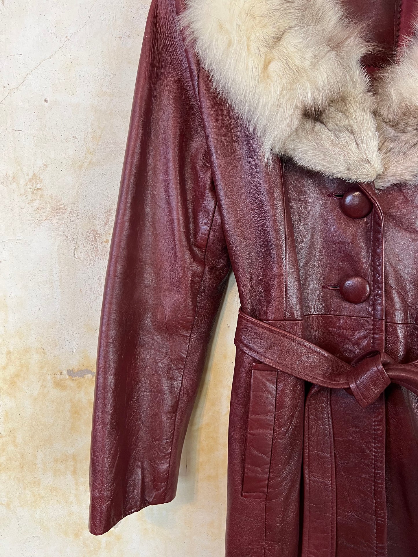 Oxblood Leather and Fox Fur Penny Lane