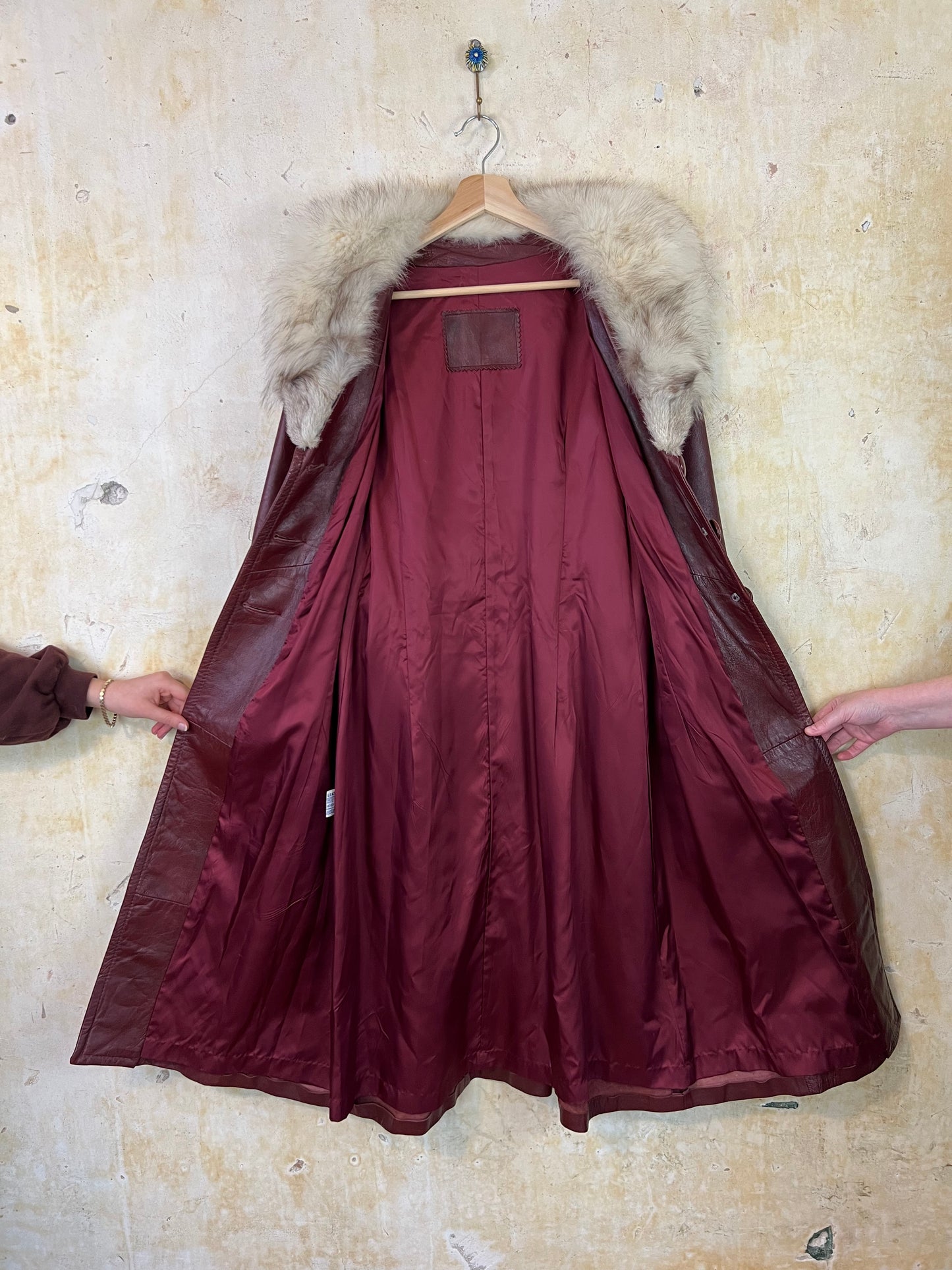 Oxblood Leather and Fox Fur Penny Lane