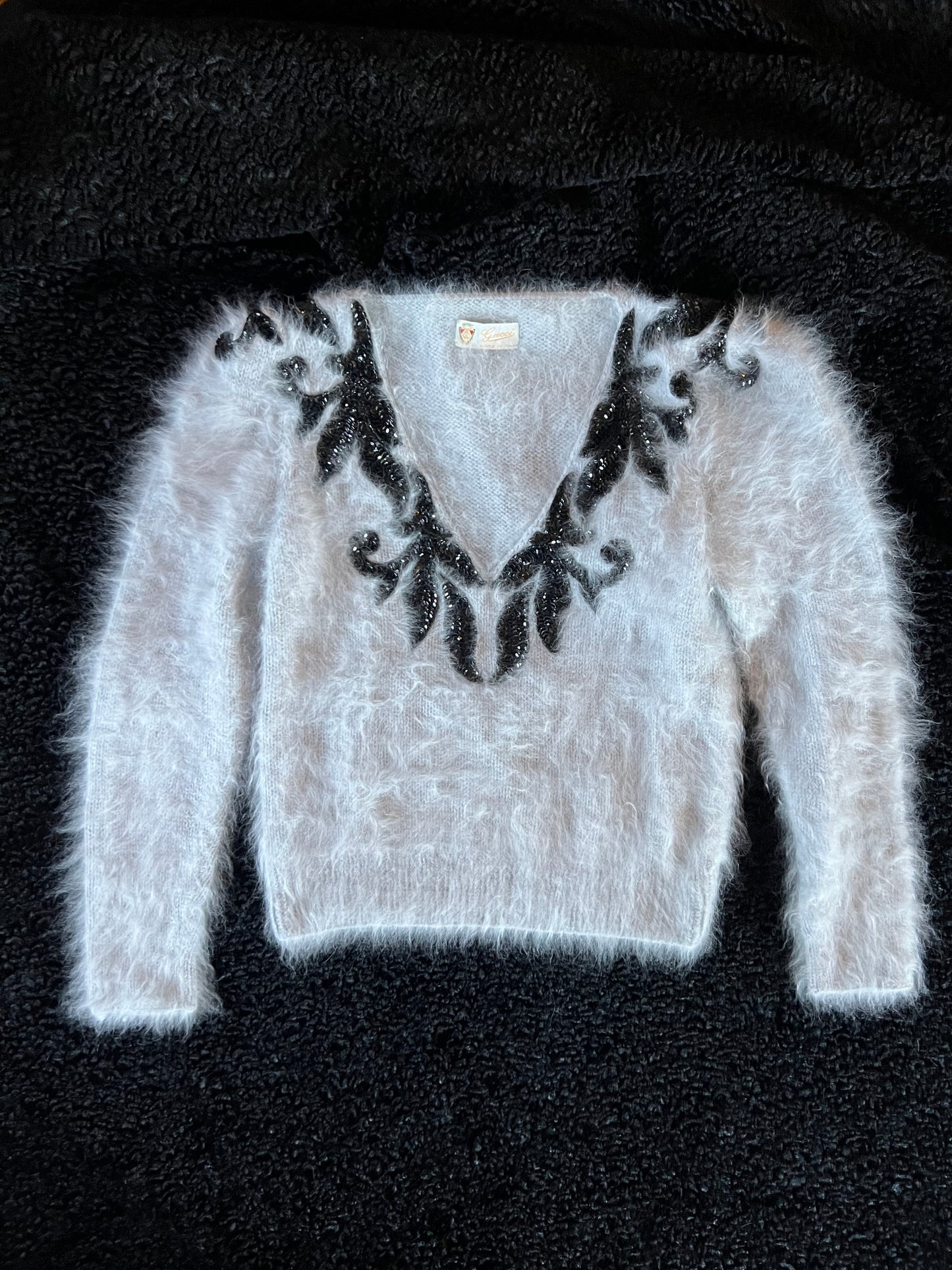 Gucci 70s Bead and Sequin Angora Mohair Sweater