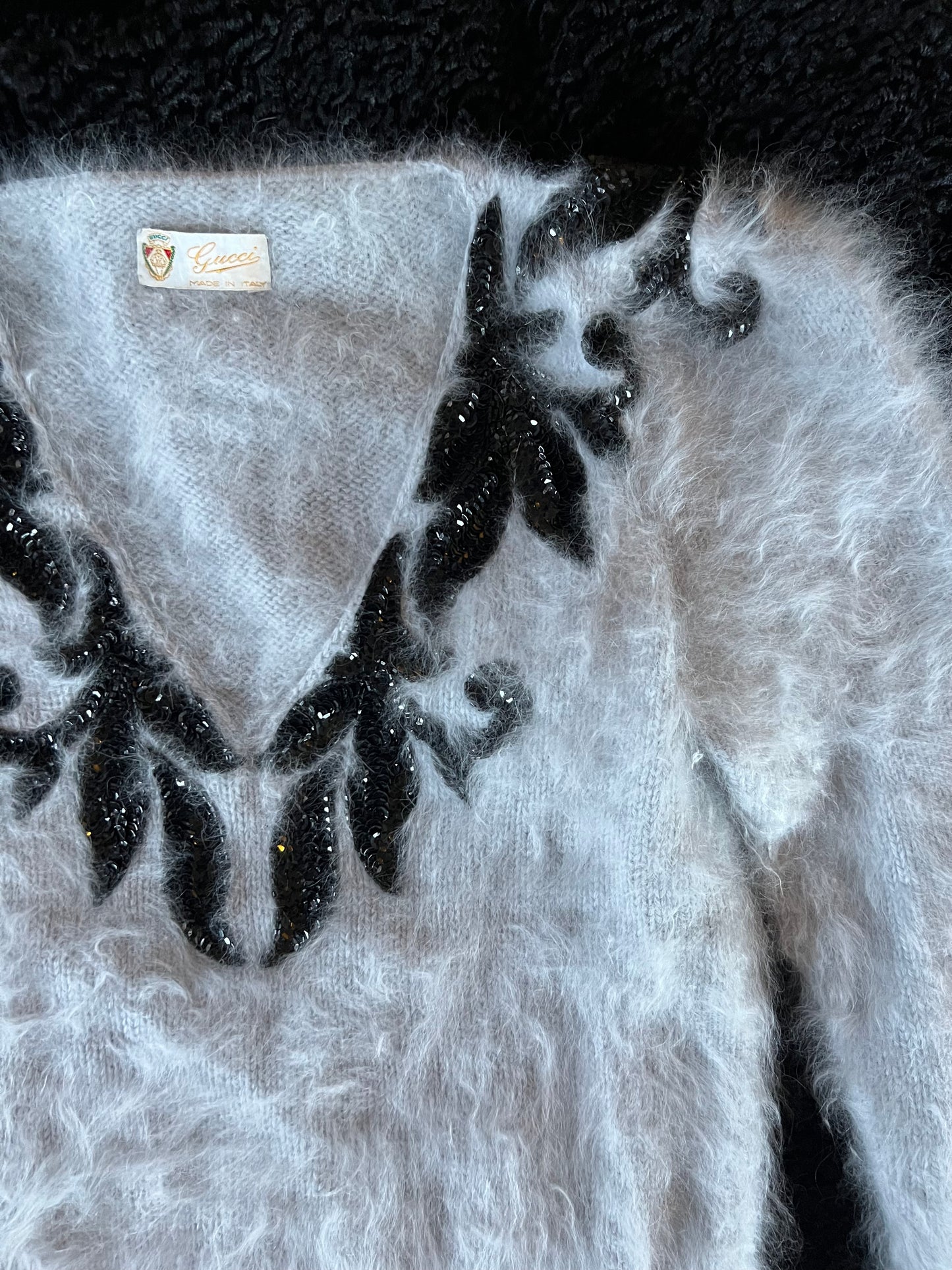 Gucci 70s Bead and Sequin Angora Mohair Sweater