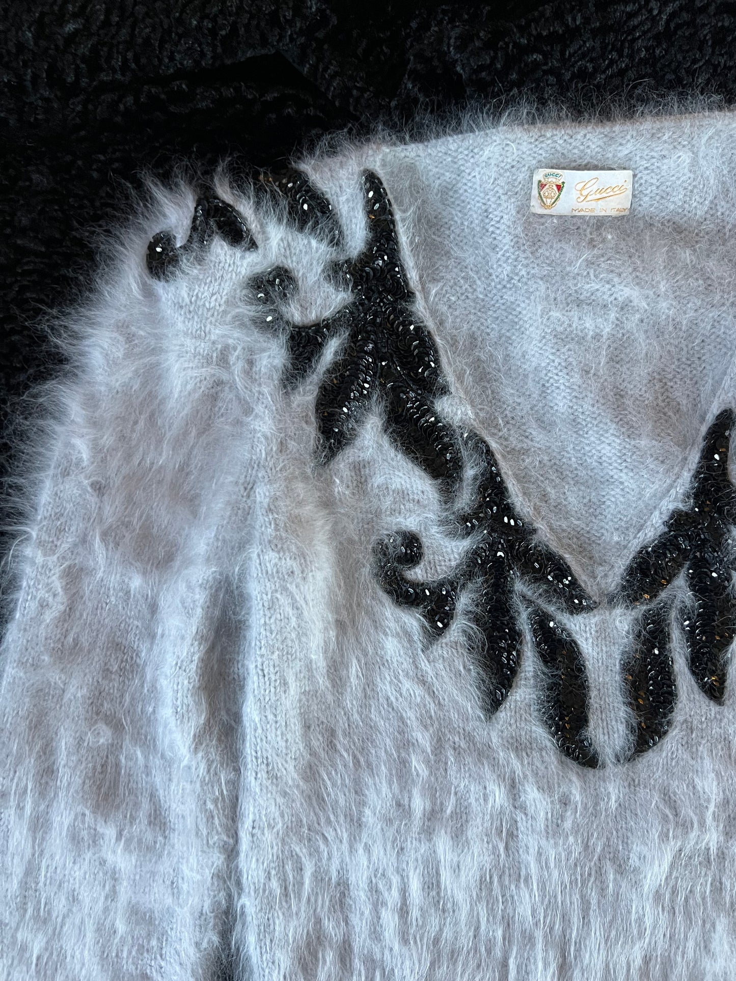 Gucci 70s Bead and Sequin Angora Mohair Sweater