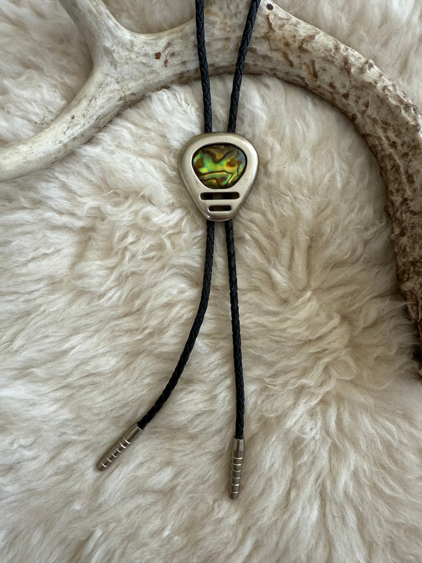 Abalone + Silver Tone Bolo Tie