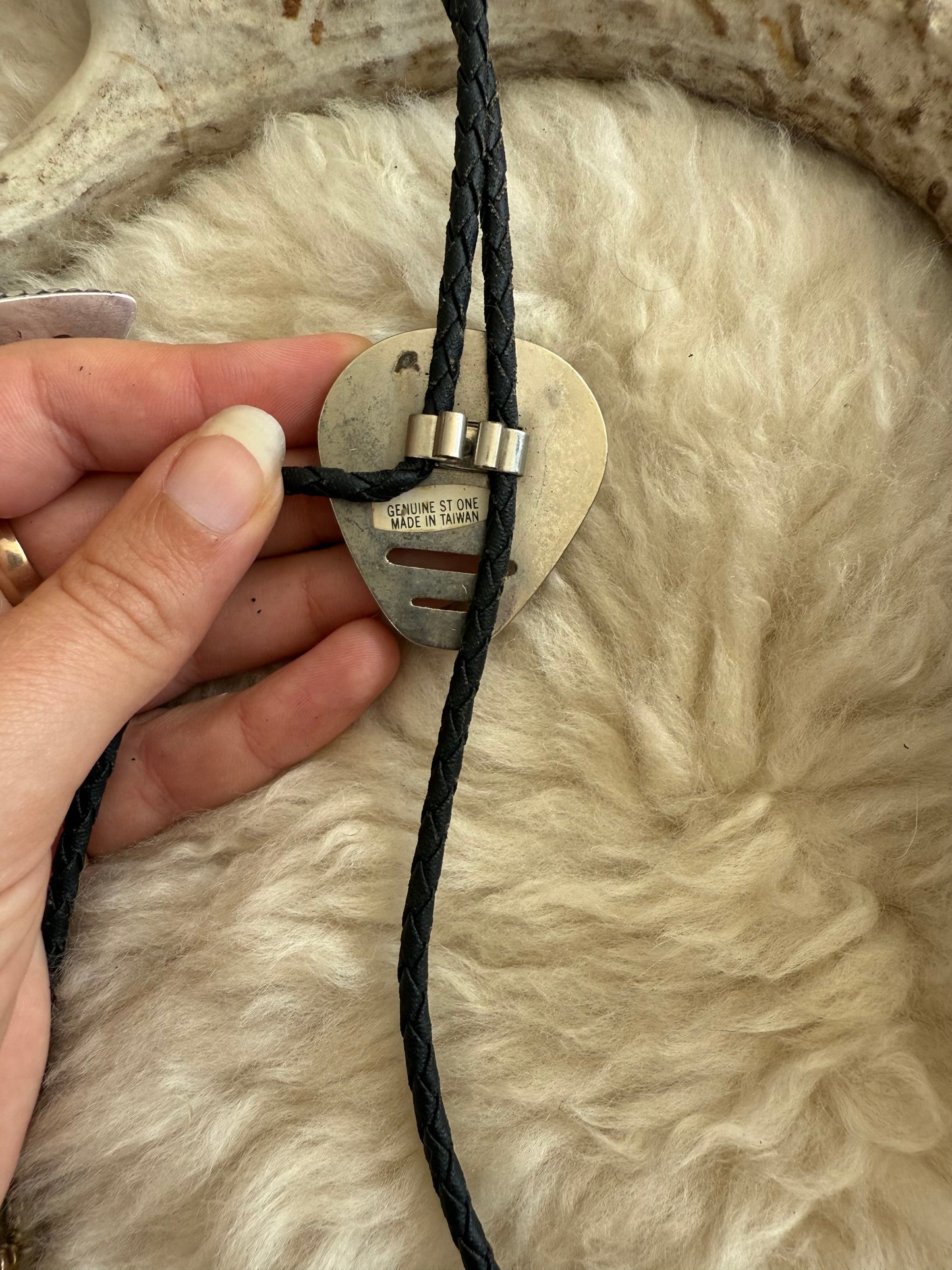 Abalone + Silver Tone Bolo Tie