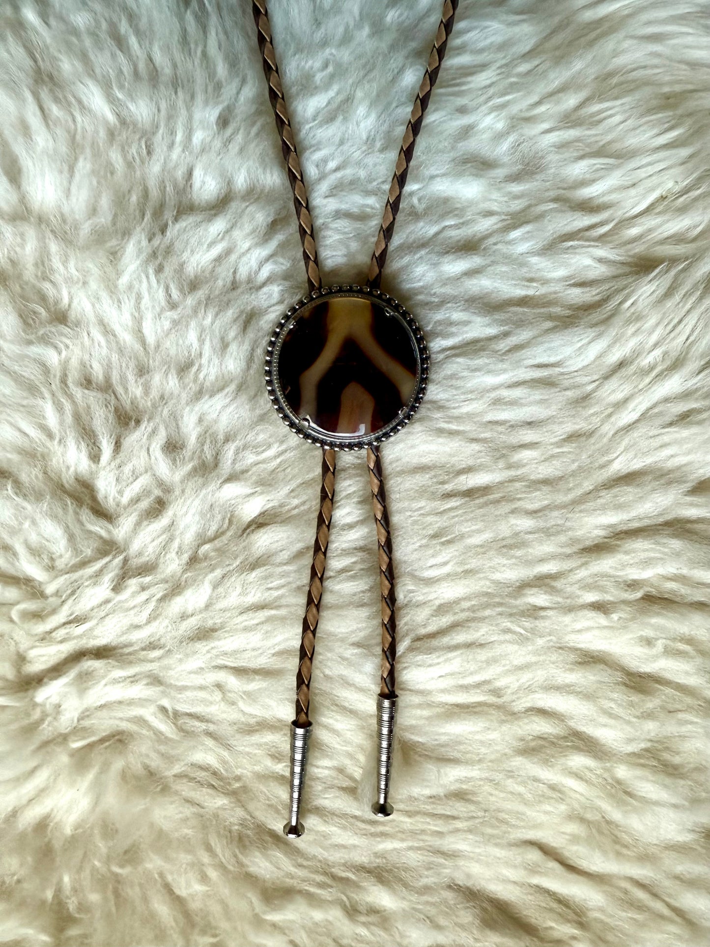 Agate Slice Cabochon Bolo Tie