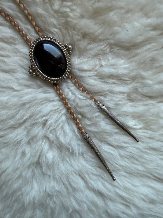 Black Onyx + Two Tone Suede Bolo Tie
