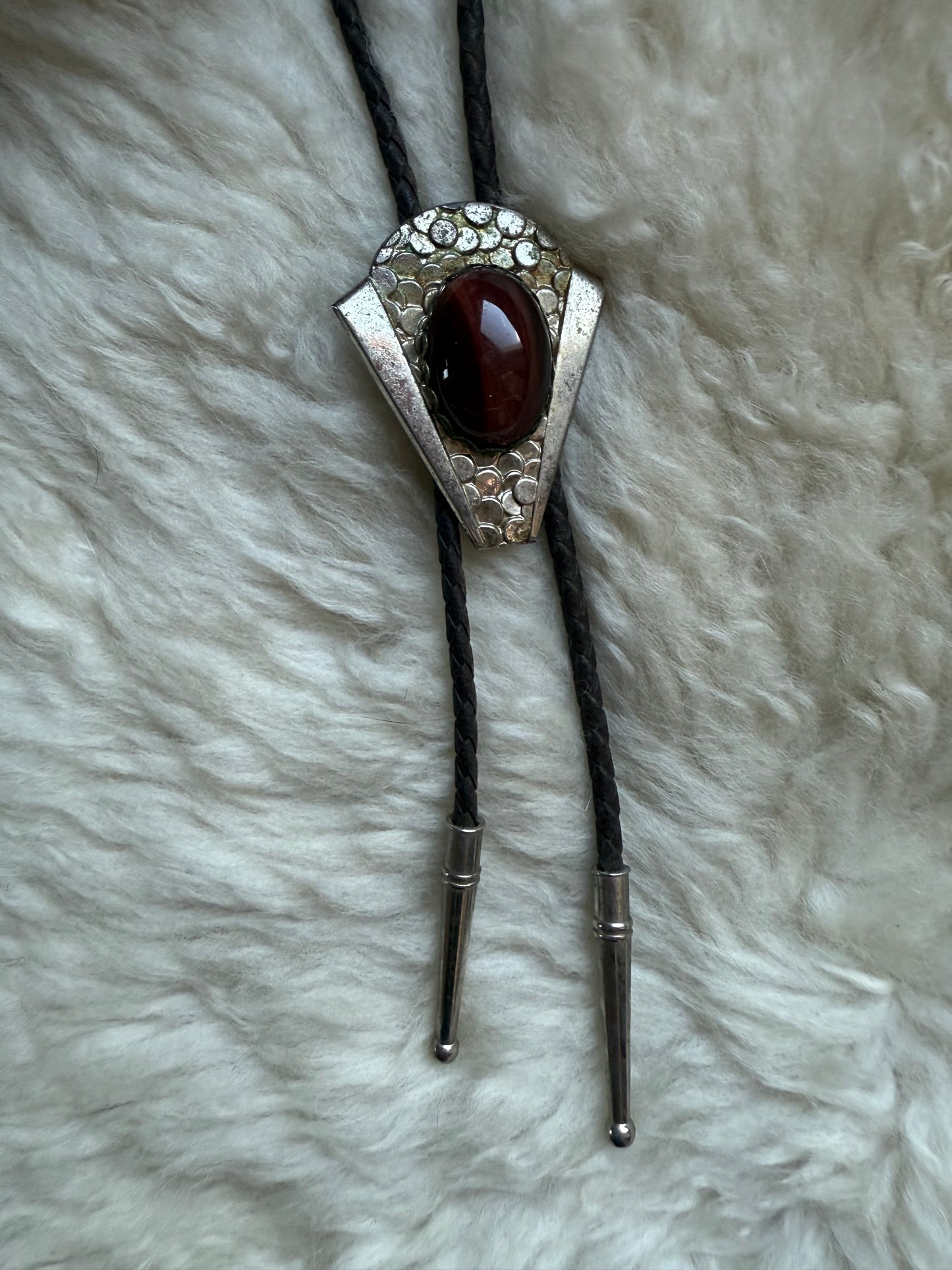 Dragon's Eye + Silver Tone Scale Bolo Tie