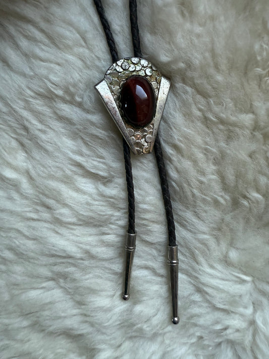 Dragon's Eye + Silver Tone Scale Bolo Tie