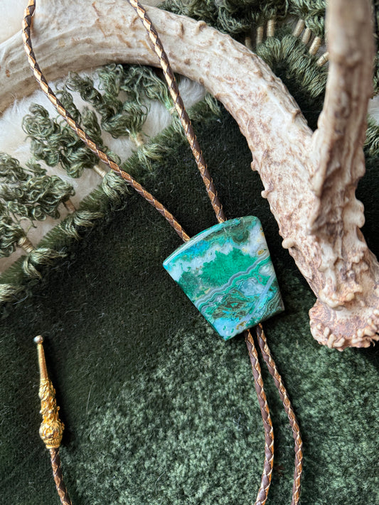 Lg Chrysocolla Malachite Bolo Tie