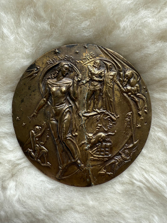 70s "Nevermore" Edgar Allen Poe Brass Buckle