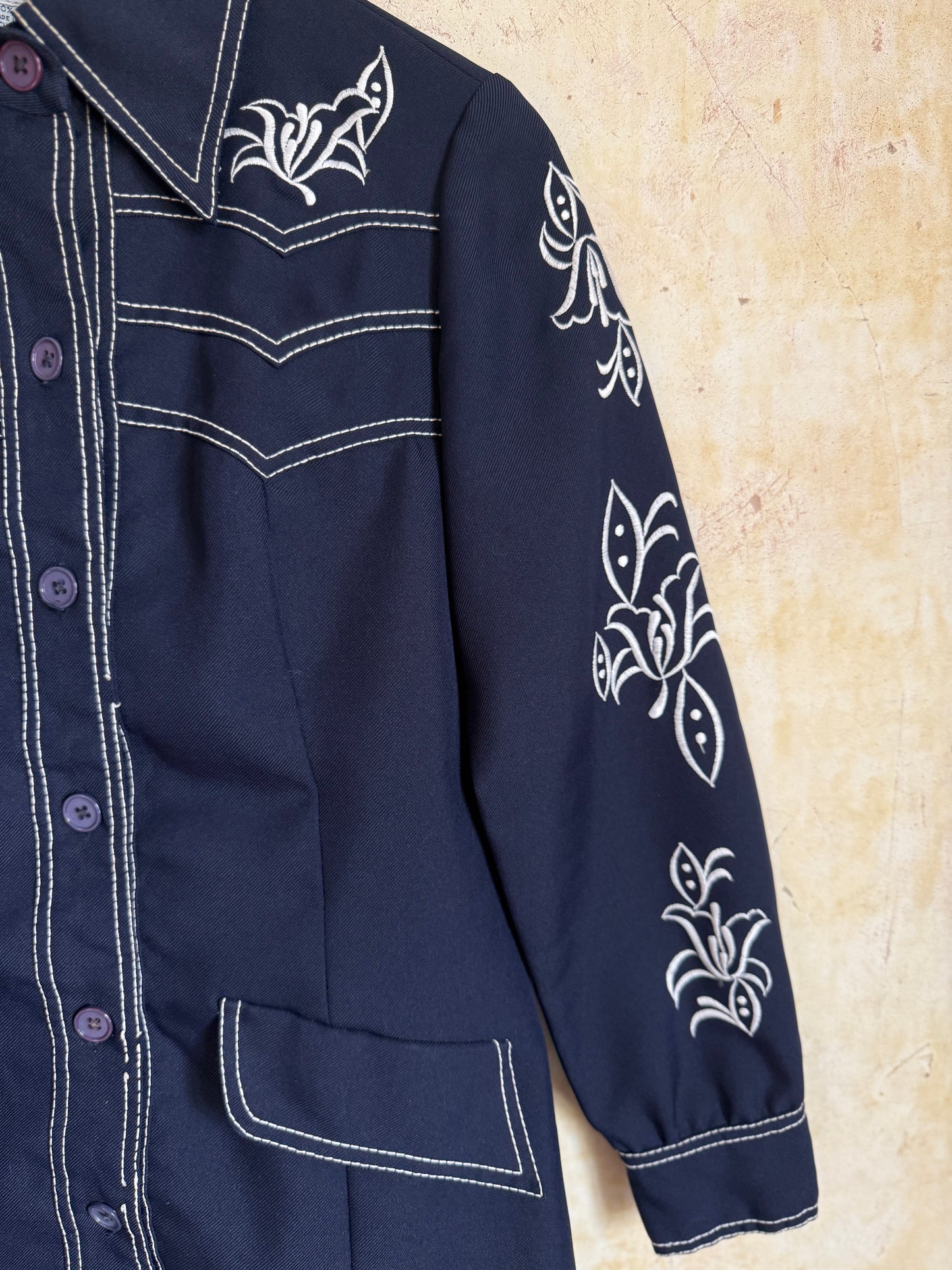 Di Costa Embroidered Navy Suit Set