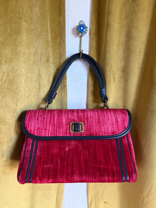 60s Jaclyn Red Velvet Mini Hand Satchel