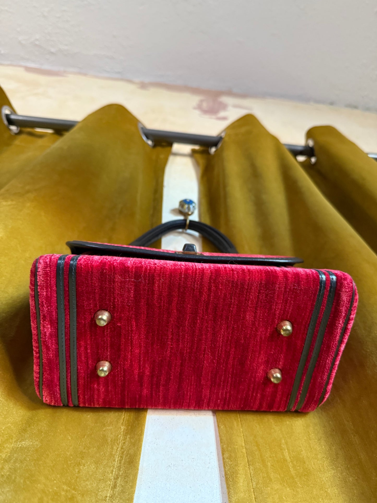 60s Jaclyn Red Velvet Mini Hand Satchel