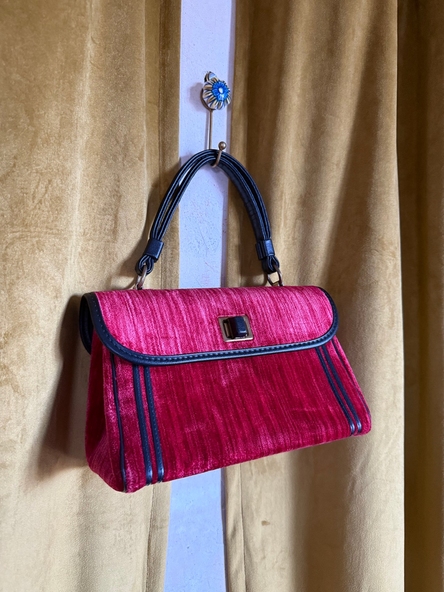60s Jaclyn Red Velvet Mini Hand Satchel