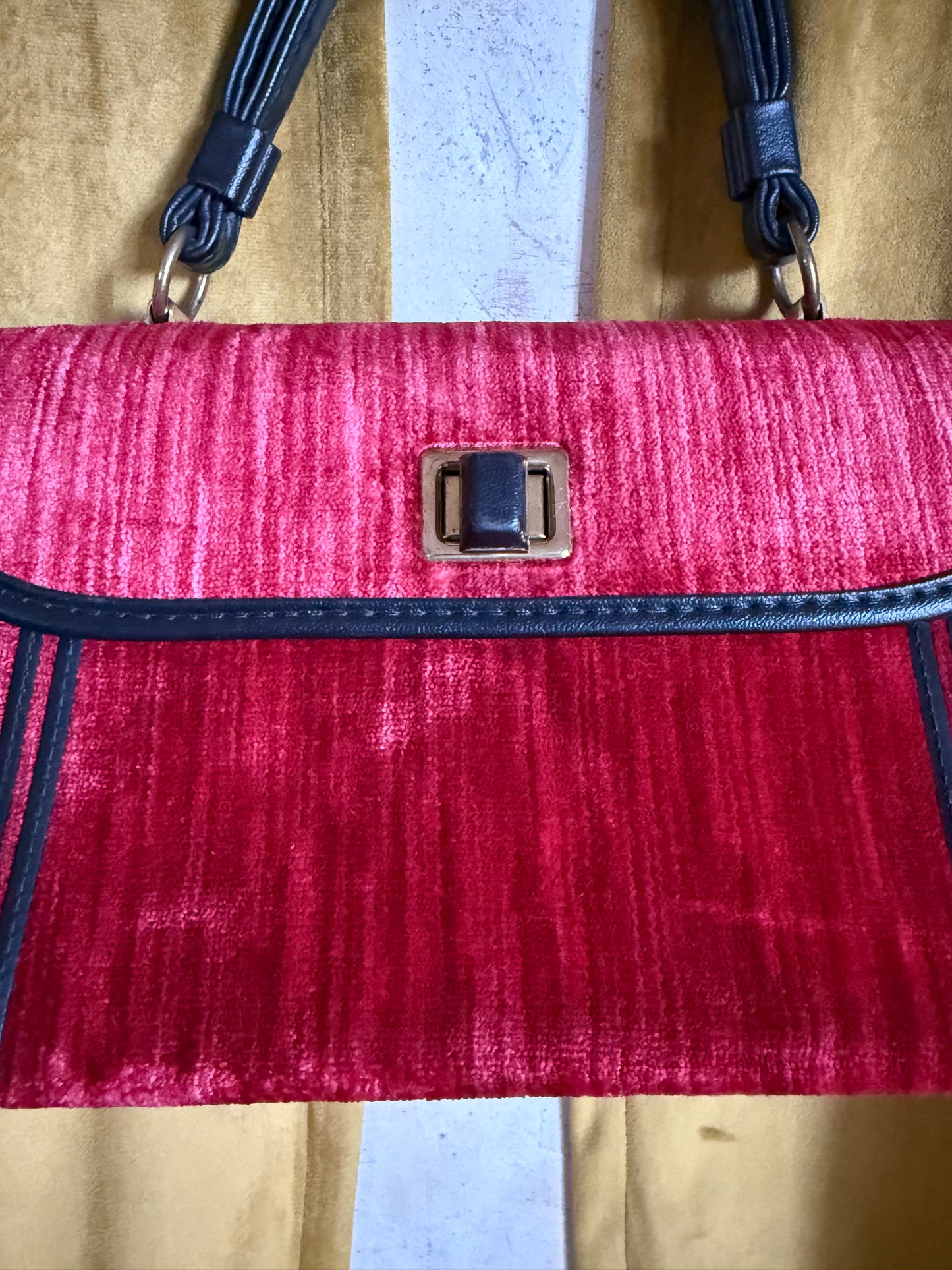 60s Jaclyn Red Velvet Mini Hand Satchel