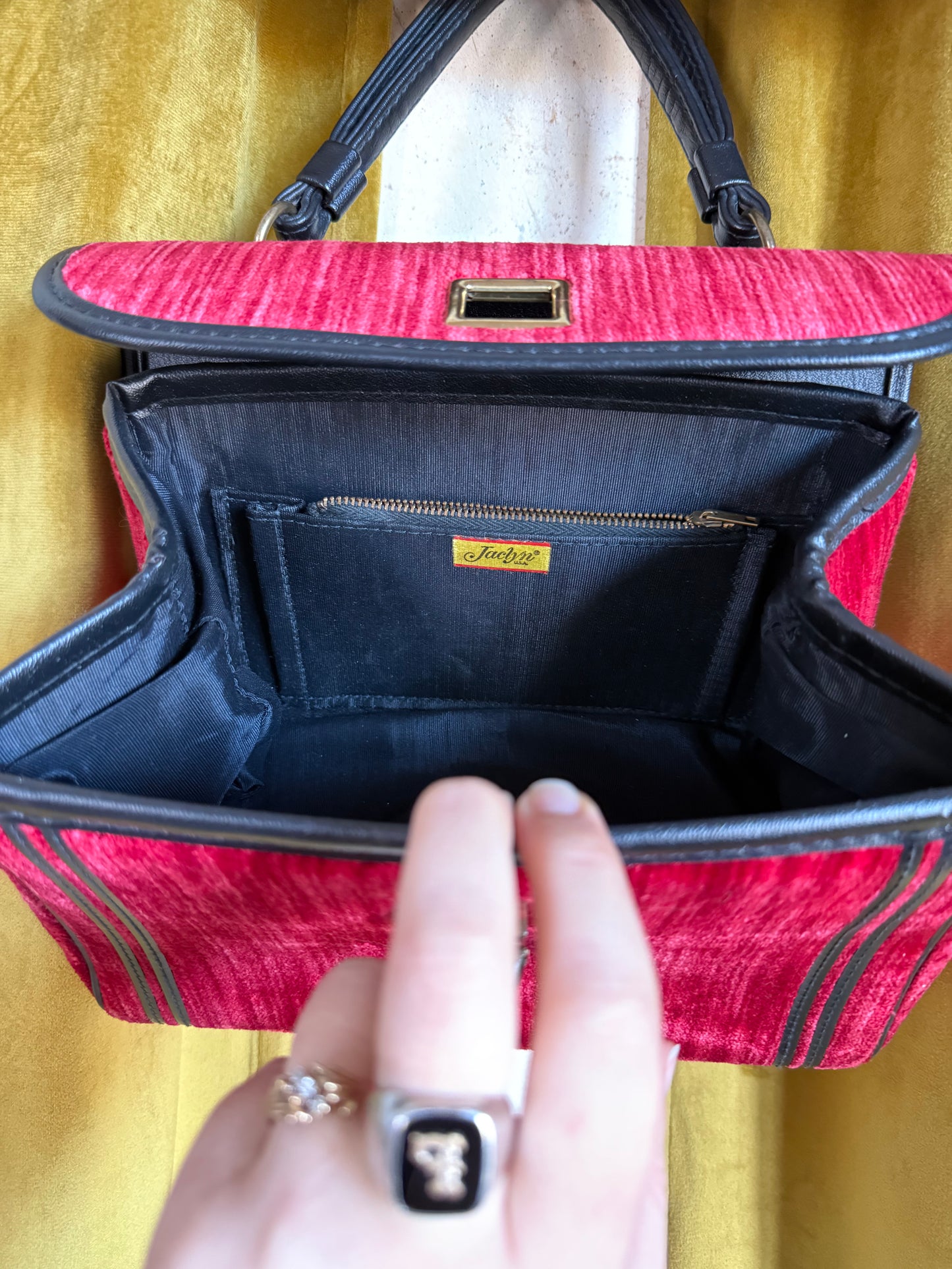 60s Jaclyn Red Velvet Mini Hand Satchel