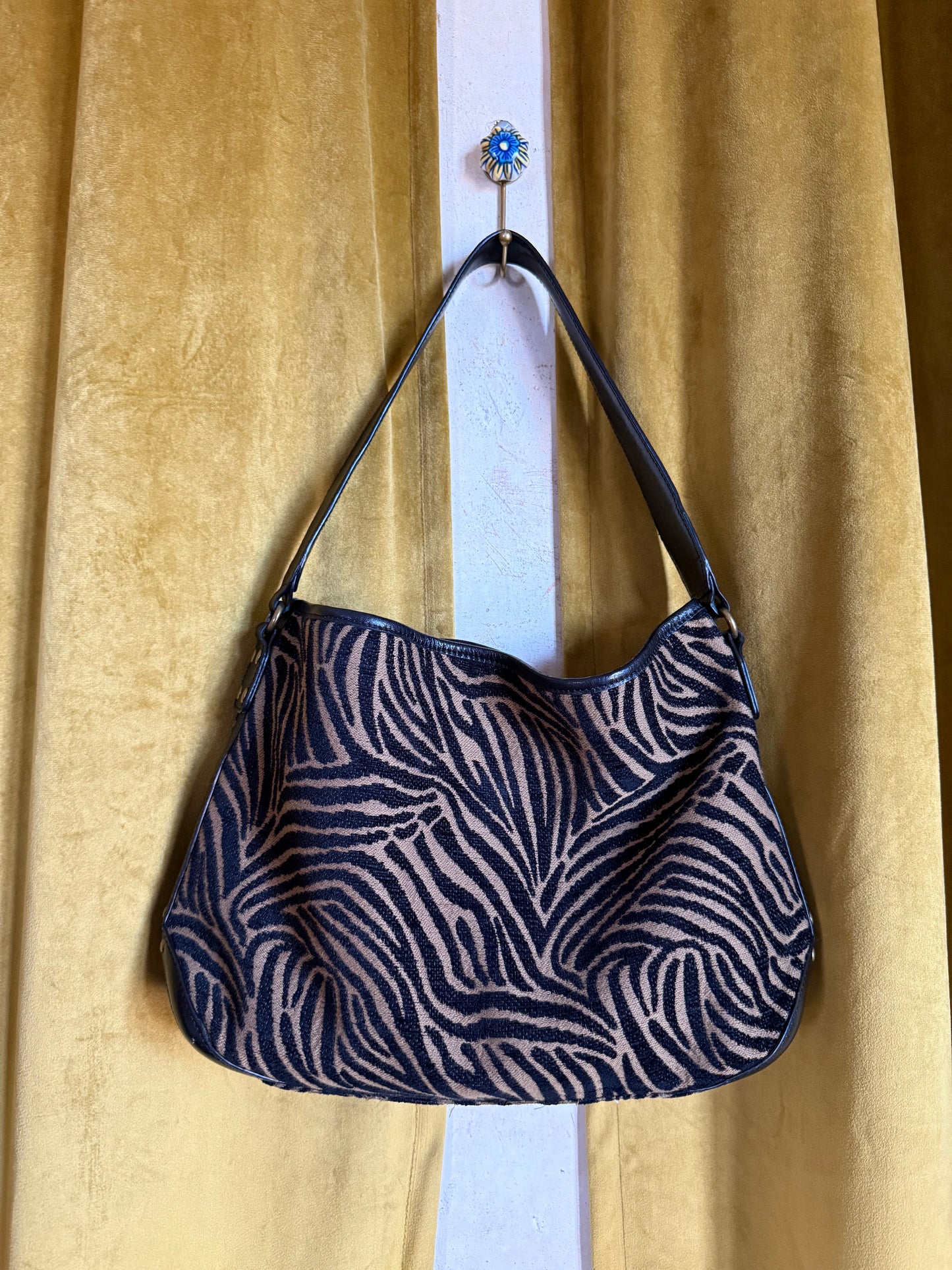 Y2K Leather Trim + Woven Zebra Bag