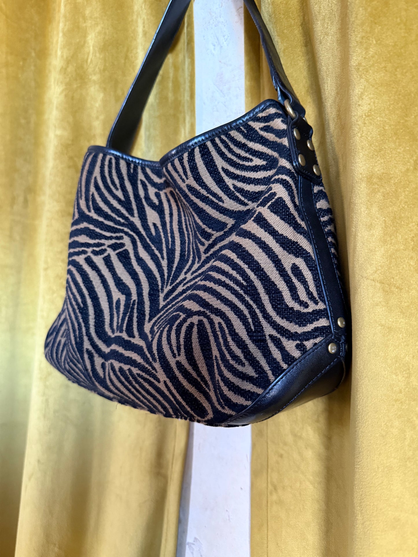 Y2K Leather Trim + Woven Zebra Bag