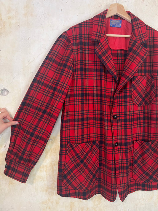 Pendleton Red Plaid Shirt Jacket