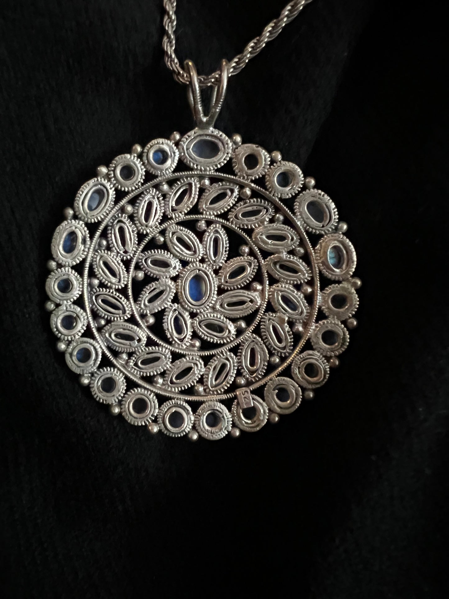 Moonstone & .925 Sterling Cluster Pendant