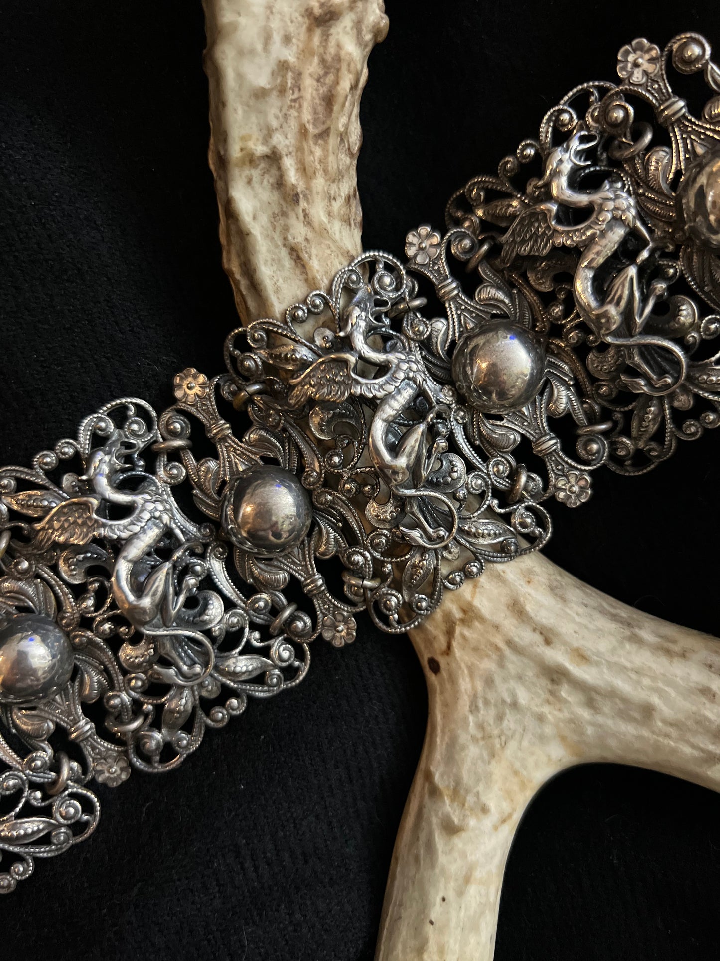 MCM Napier Silver Plated Brass Griffin Repousse Cuff