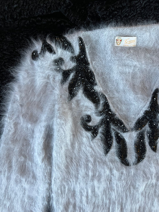 Gucci 70s Bead and Sequin Angora Mohair Sweater